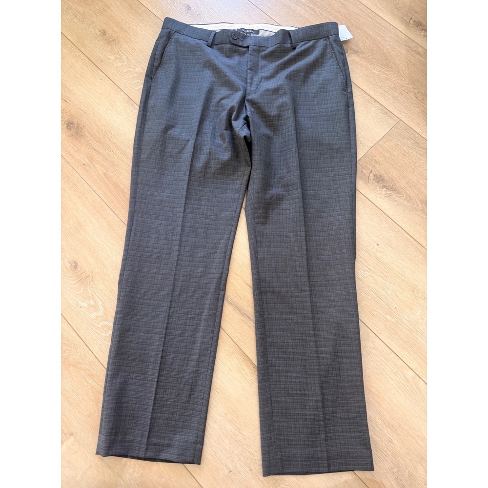 Saks Fifth Avenue Mens Dress Pants Mid Grey Crosshatch Trousers W38 S17-M5128BK